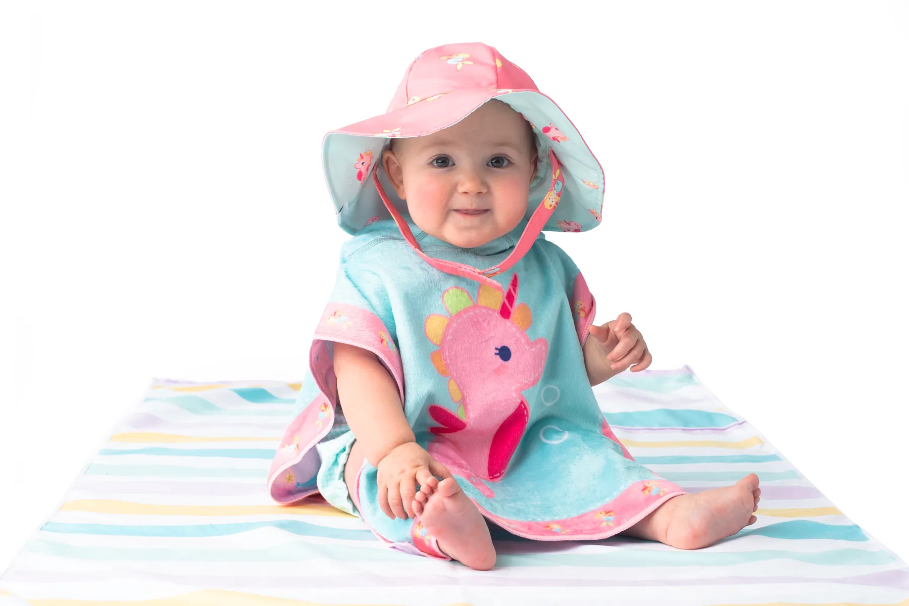 Reversible Baby & Kids Patterned Sun Hat - Mermaid | Seahorse