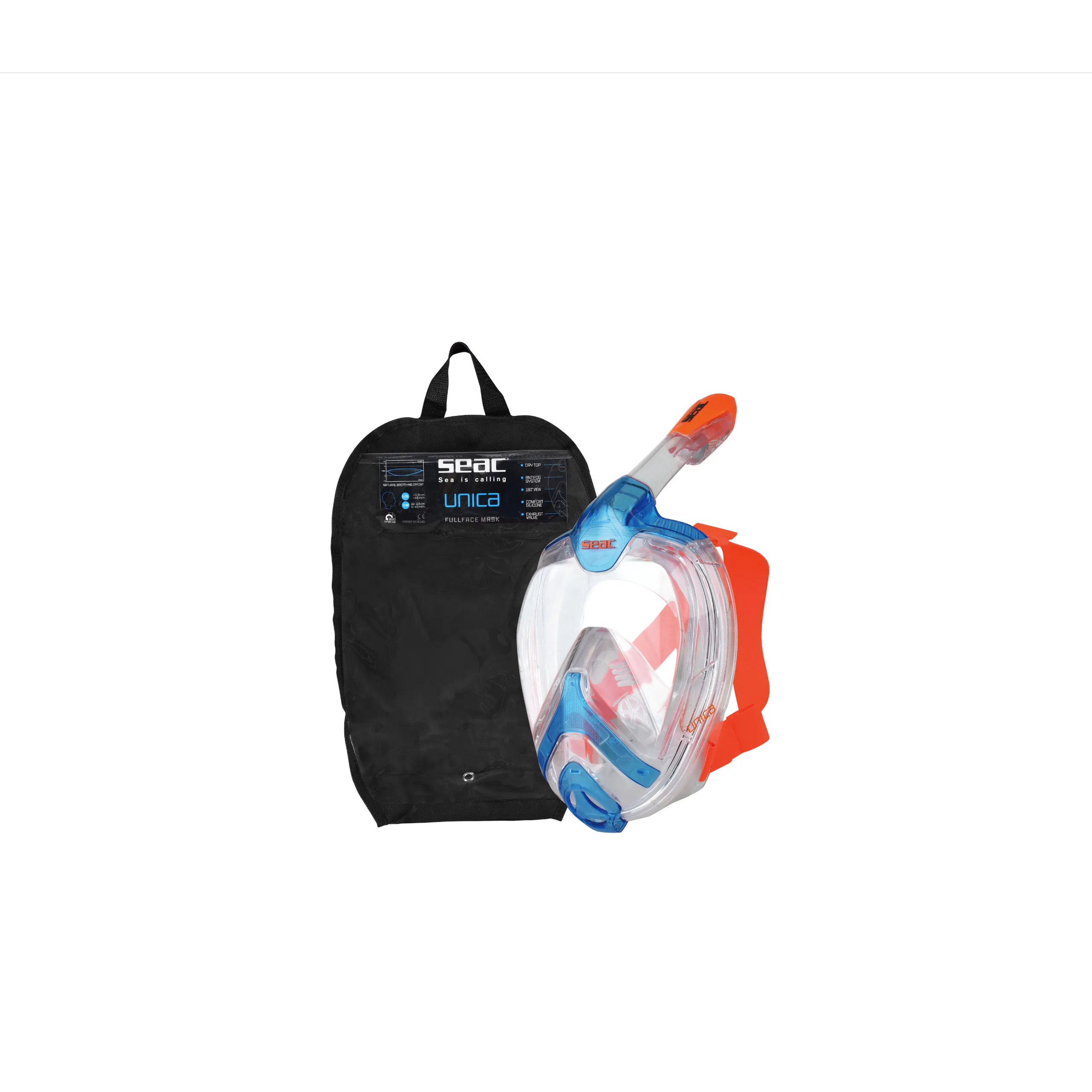 SEAC Unica Full Face Snorkel Mask Blue/Orange