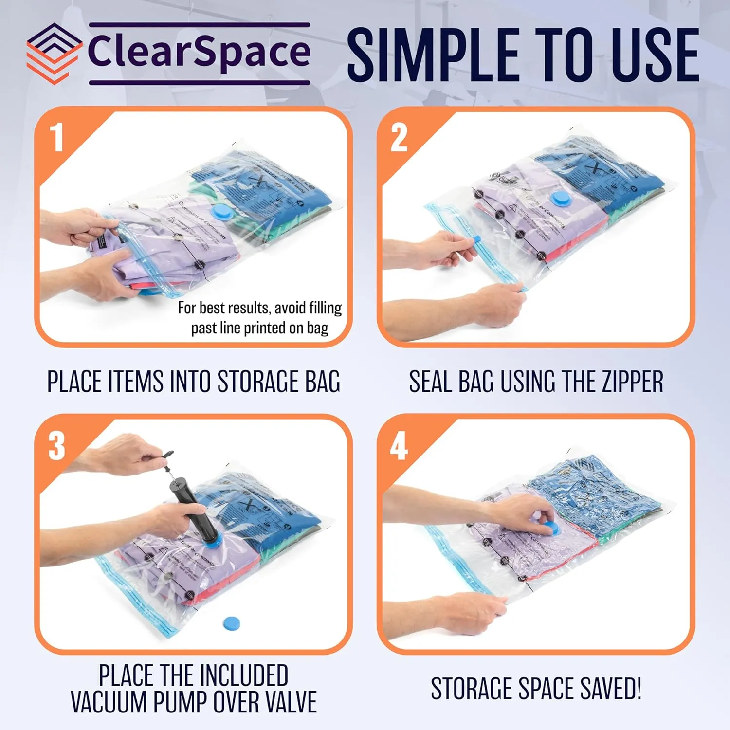Vacuum Seal Bags for Clothing Travel, 20 Combo - Space Saver Vacuum Storage Bags, Blanket & Clothes Storage Bags Vacuum Sealed  Hand Pump Included, Bolsas Para Guardar Ropa Al Vaco