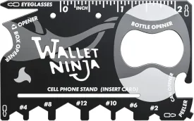 Wallet Ninja Multitool Card  18 in 1 Credit Card Multi-Tool (Bottle Opener, Can Opener, Screwdrivers, Phone Stand & More)  Black