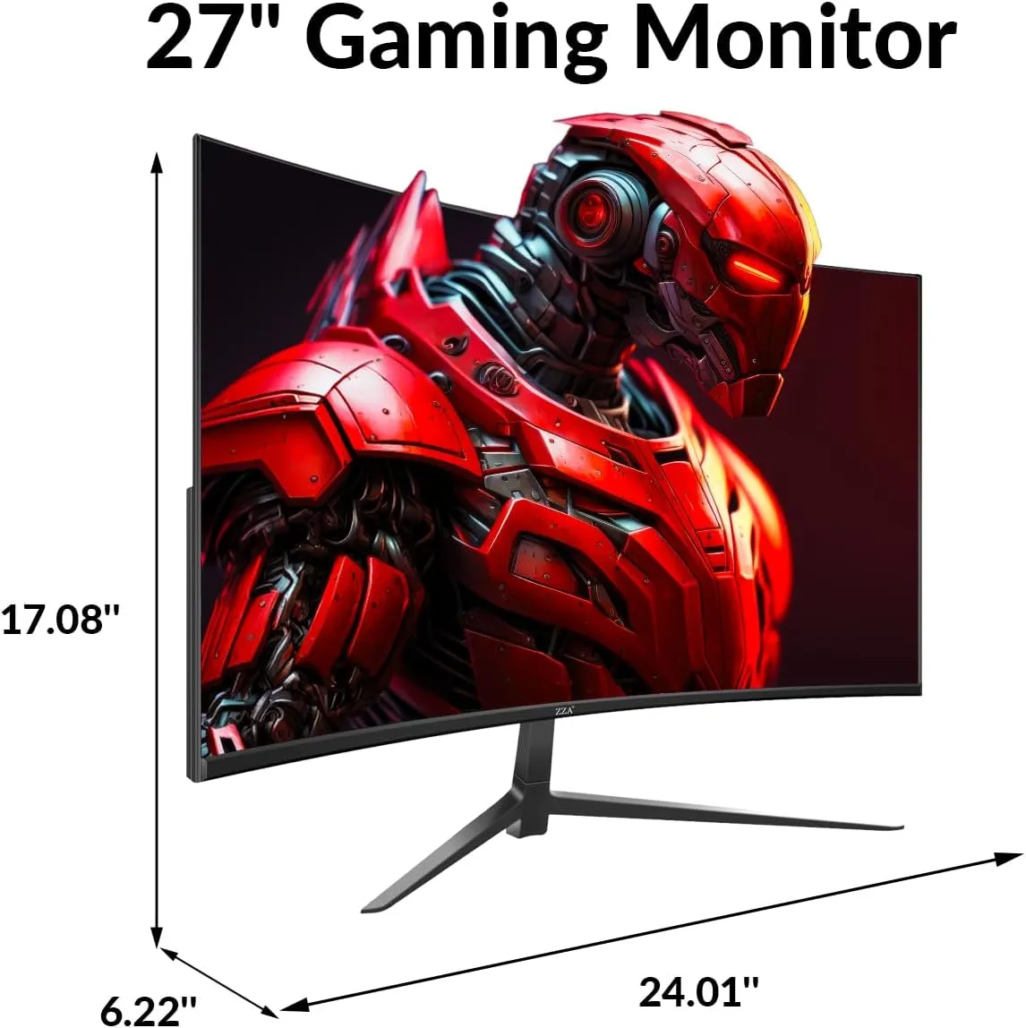 ZZA 27 inch Curved Monitor with 2K 2560 x 1440|75hz Computer Monitor 27 inch QHD with HDMI,DP and Wall Mountable| 1440P Frameless Eye Care PC Office Monitor for Working and Gaming