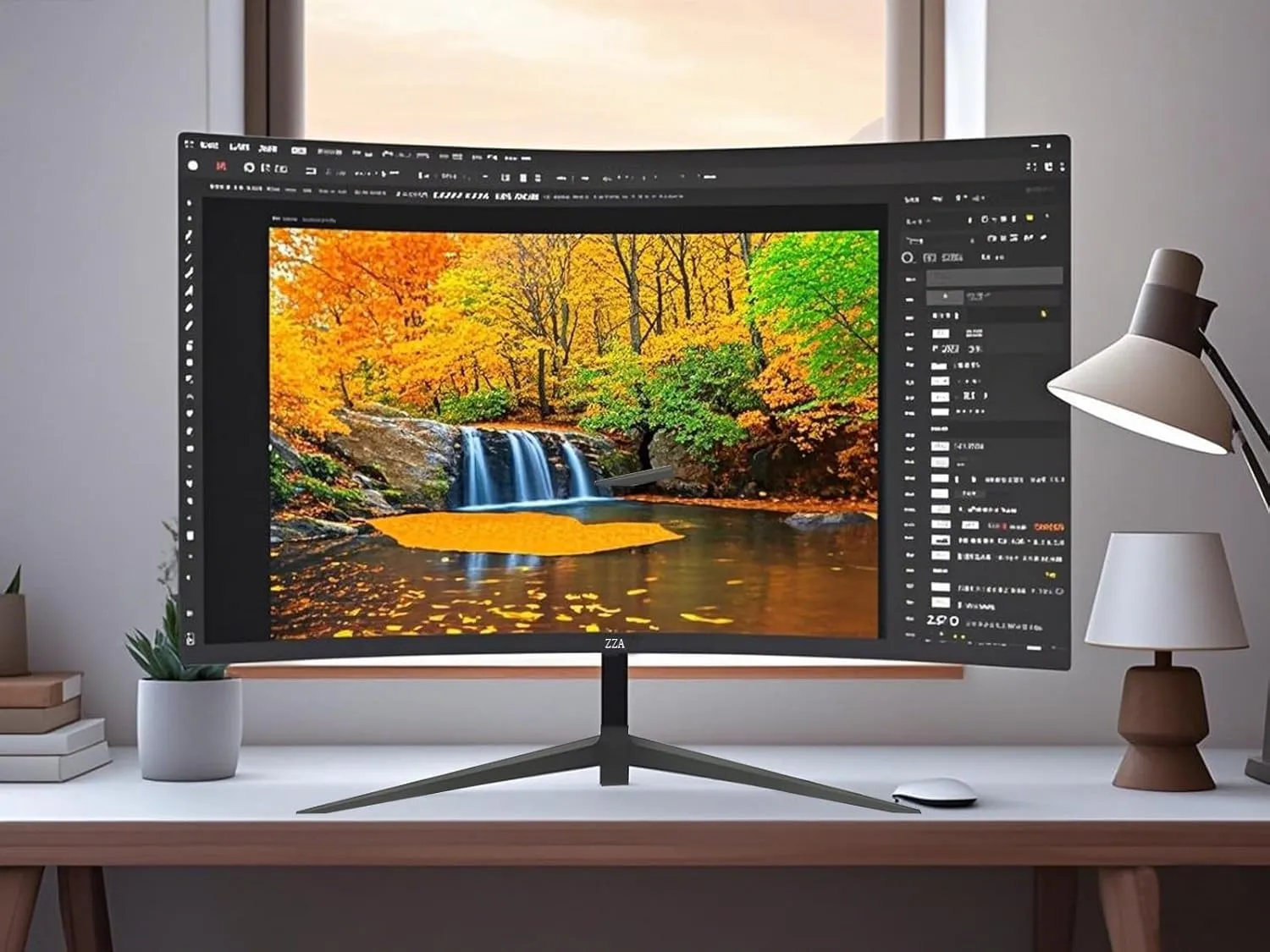 ZZA 27 inch Curved Monitor with 2K 2560 x 1440|75hz Computer Monitor 27 inch QHD with HDMI,DP and Wall Mountable| 1440P Frameless Eye Care PC Office Monitor for Working and Gaming